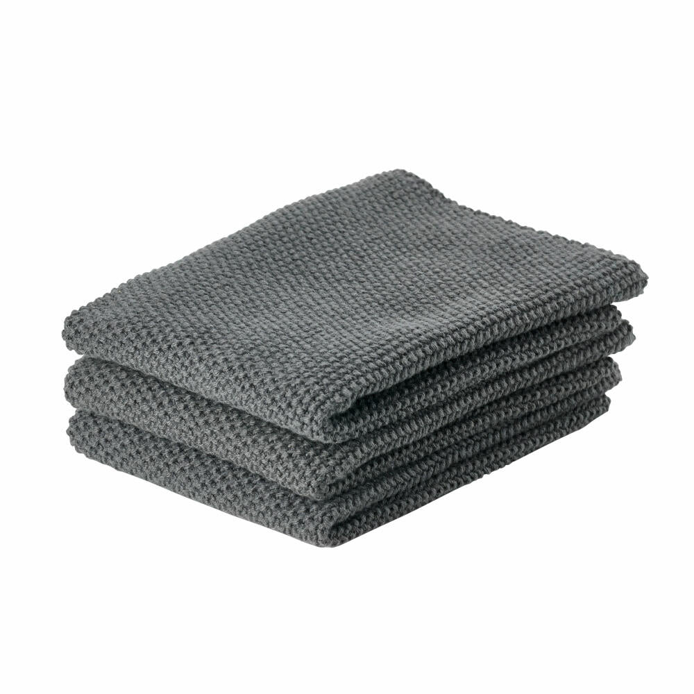 Zone Denmark cleaning cloths, set of 3, cleaning cloths, cleaning cloth, cotton, anthracite, 27 x 27 cm, 330474