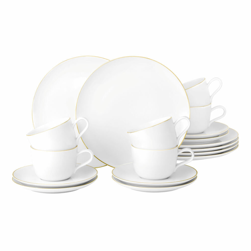 Seltmann Weiden Liberty Kaffeeservice, 18-tlg., Kaffee Service, Geschirrset, Geschirr, Porzellan, Goldrand, 001.765038