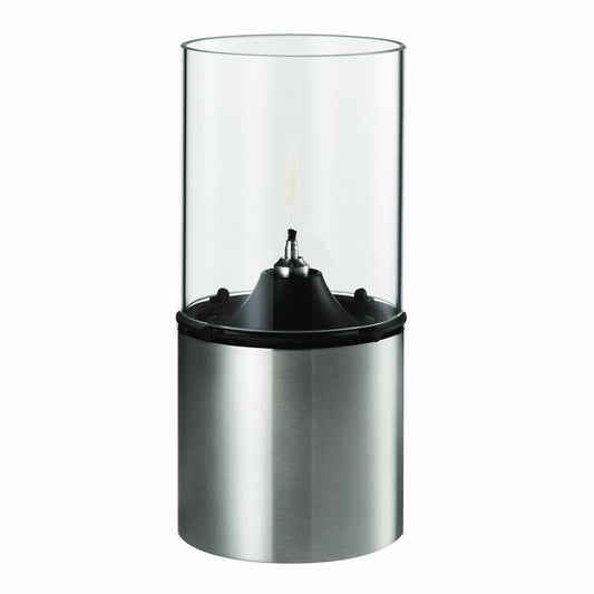 Stelton Öllampe mit Glasschirm, klar, 18 x 8,5cm, Designer Lampe, Edelstahl, 1005