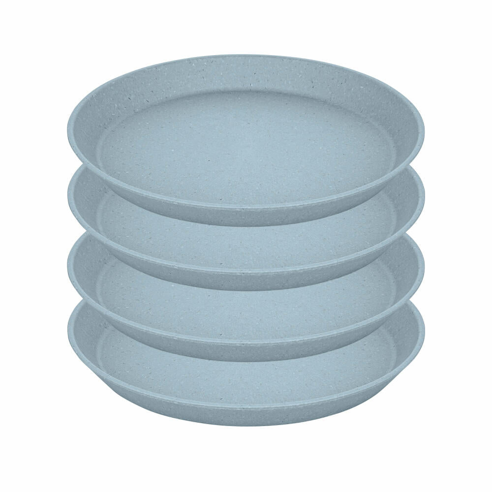 Koziol Kleiner Teller Connect Plate 4er Set, Biozirkulärer Kunststoff, Nature Flower Blue, 20.5 cm, 7100716