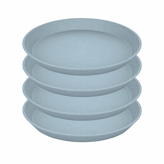 Koziol Kleiner Teller Connect Plate 4er Set, Biozirkulärer Kunststoff, Nature Flower Blue, 20.5 cm, 7100716