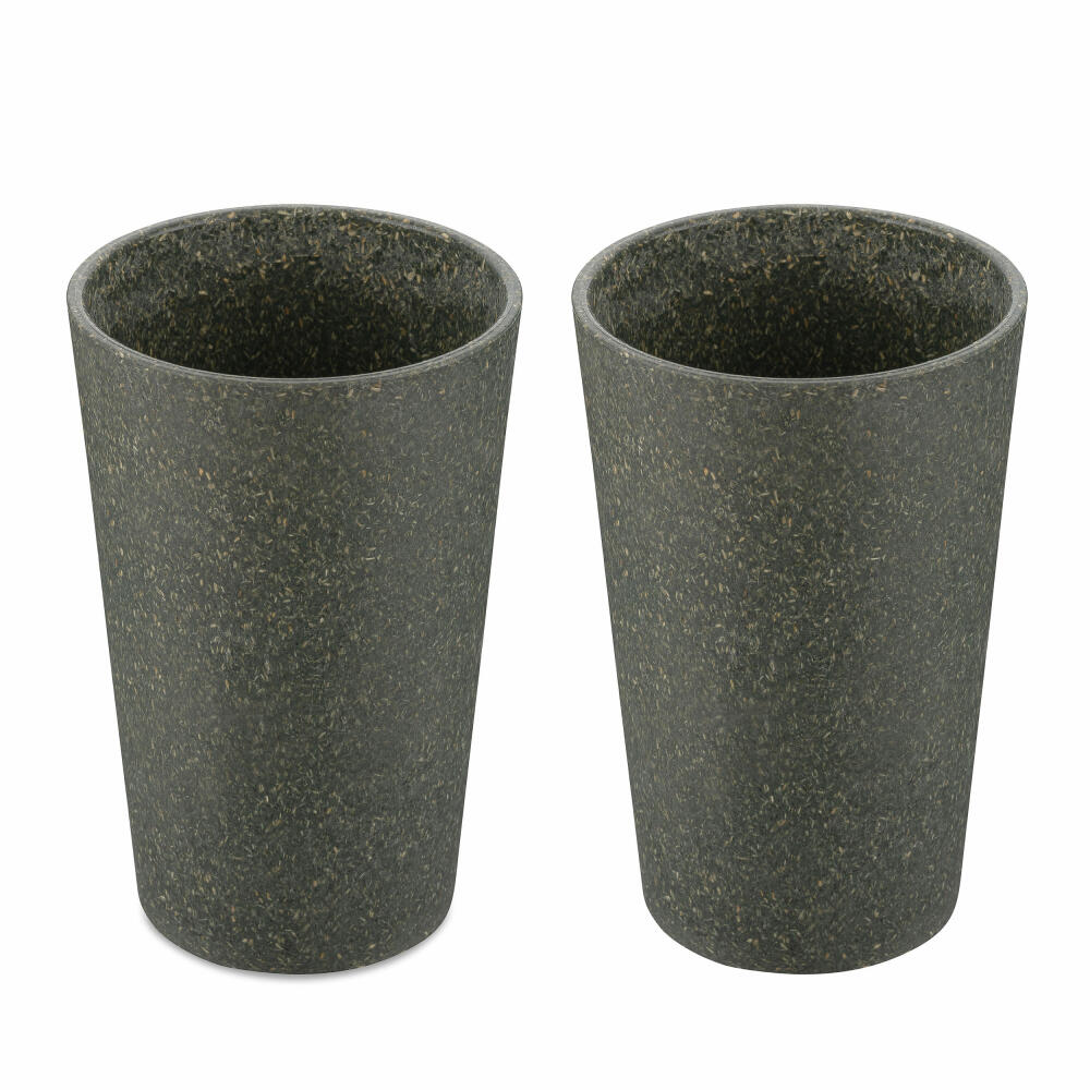 Koziol Becher 2er-Set Connect Cup L, Trinkgläser, Kunststoff-Holz-Mix, Nature Ash Grey, 350 ml, 7022701