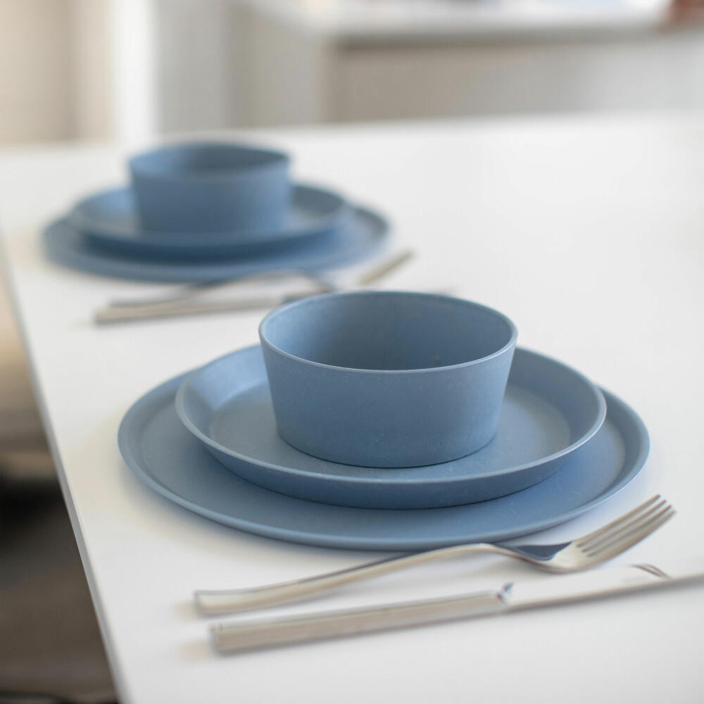 Koziol Kleiner Teller Connect Plate 4er Set, Biozirkulärer Kunststoff, Nature Flower Blue, 20.5 cm, 7100716