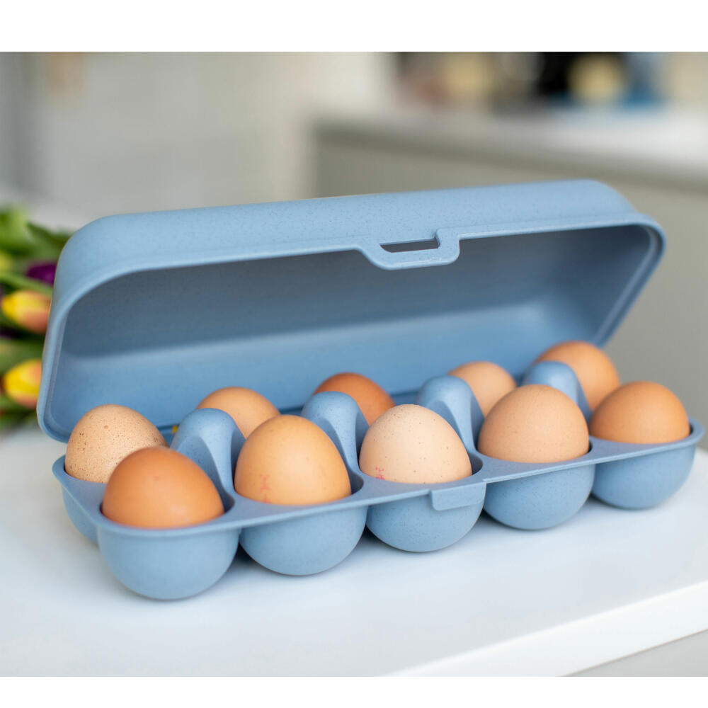 Koziol Eierbox Eggs To Go, für 10 Eier, Biozirkulärer Kunststoff, Nature Flower Blue, 7179716