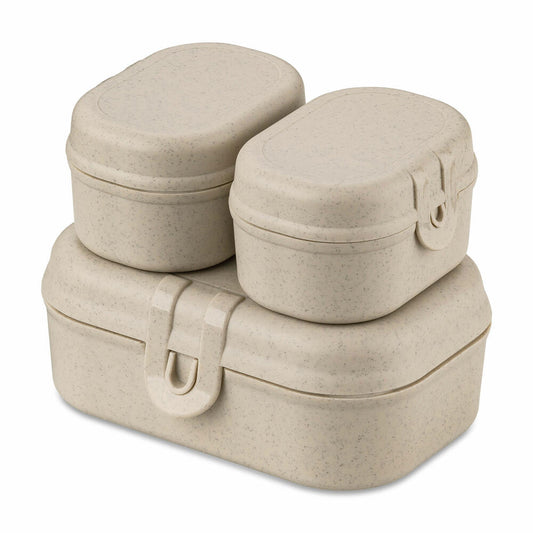 Koziol Lunchbox-Set 3-tlg. Pascal Ready Mini, Brotdosen, Kunststoff, Nature Desert Sand, 7151700