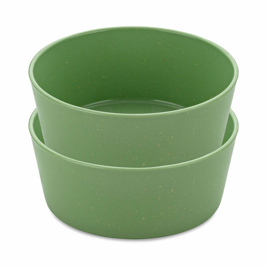 Koziol Schale Connect Bowl, 2er Set, Schüssel, Kunststoff-Holz-Mix, Nature Leaf Green, 890 ml, 7171703