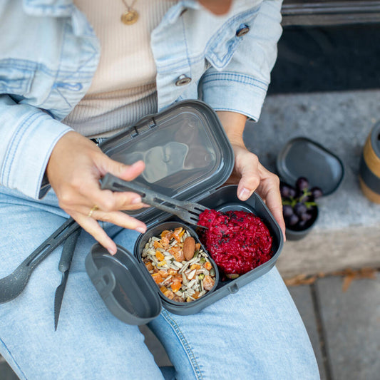 Koziol Lunchbox Set 3-piece Pascal Ready Mini, lunch boxes, plastic, Nature Ash Grey, 7151701