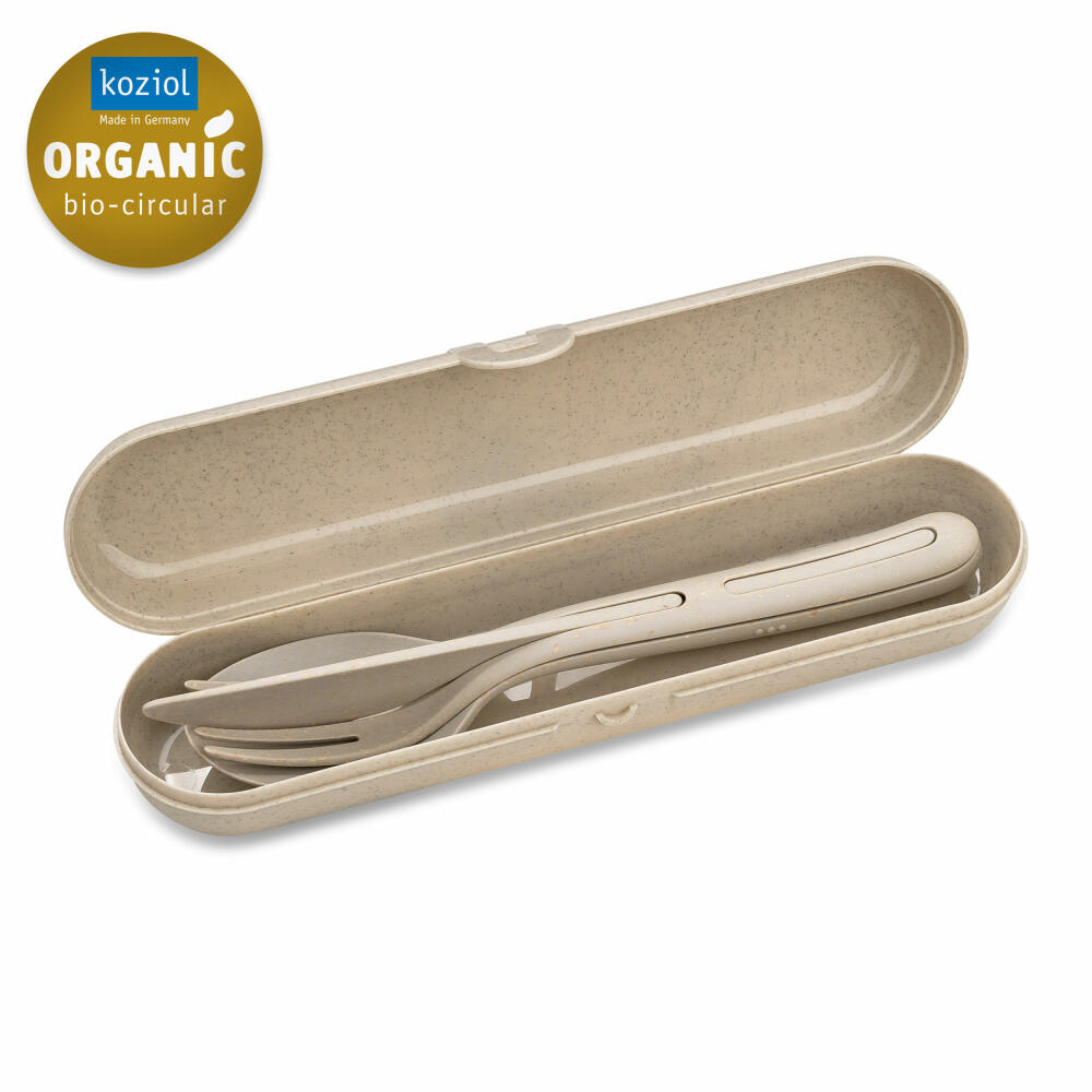 Koziol Besteckset mit Etui Klikk Ready 4-tlg., To-Go-Besteck, Kunststoff, Nature Desert Sand, 7070700