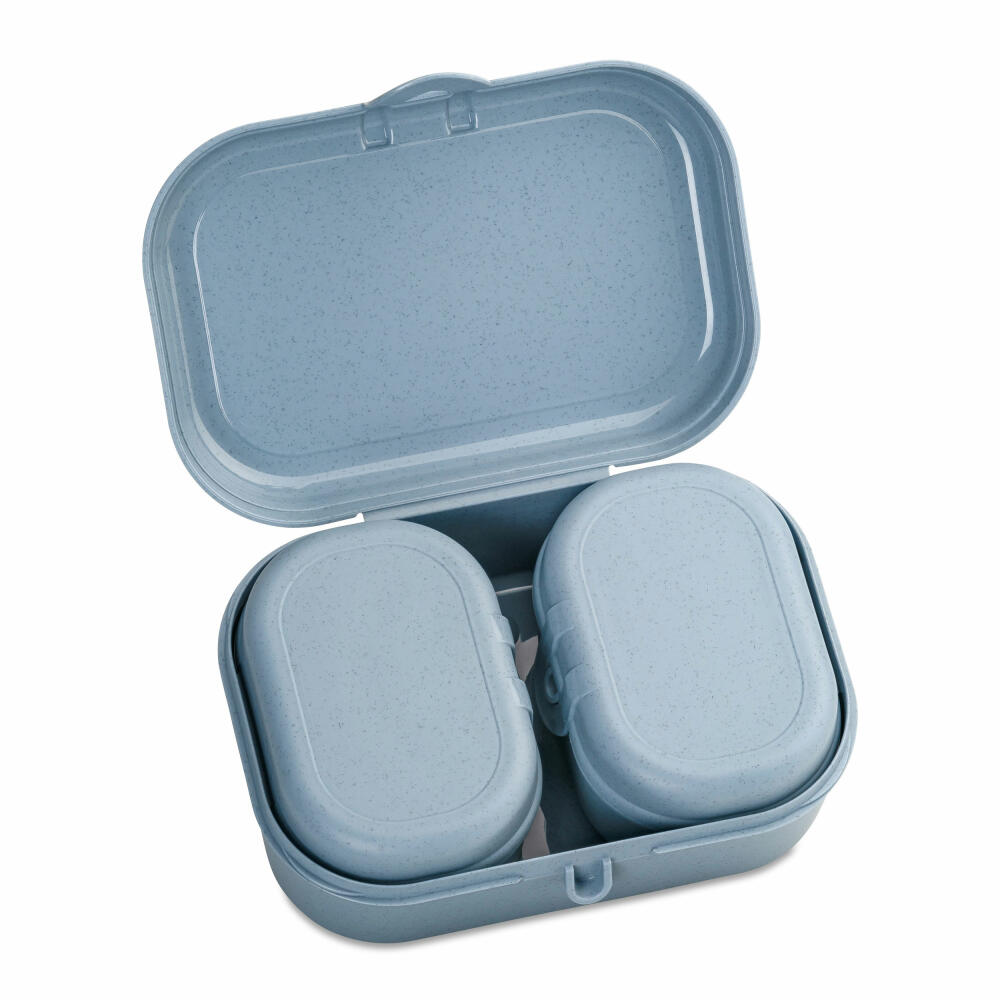 Koziol Lunchbox-Set Pascal Ready Mini 3er Set, Biozirkulärer Kunststoff, Nature Flower Blue, 7151716