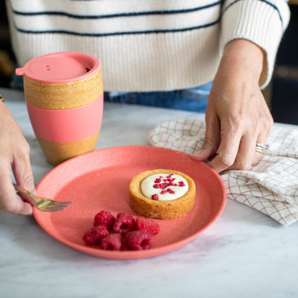 Koziol Kleiner Teller Connect Plate 4er Set, Biozirkulärer Kunststoff, Nature Flower Blue, 20.5 cm, 7100716