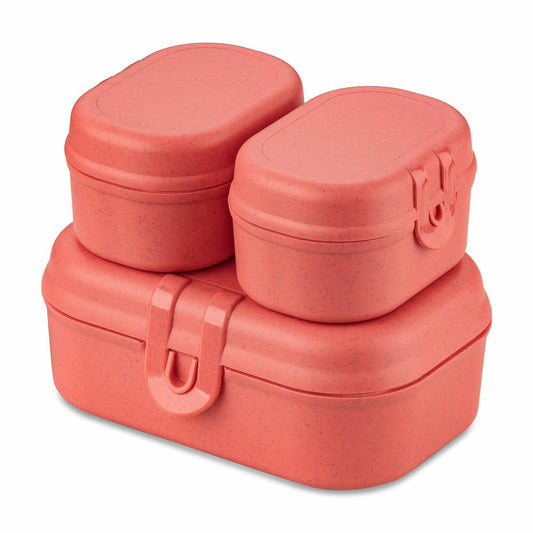 Koziol Lunchbox-Set 3-tlg. Pascal Ready Mini, Brotdosen, Kunststoff, Nature Coral, 7151704