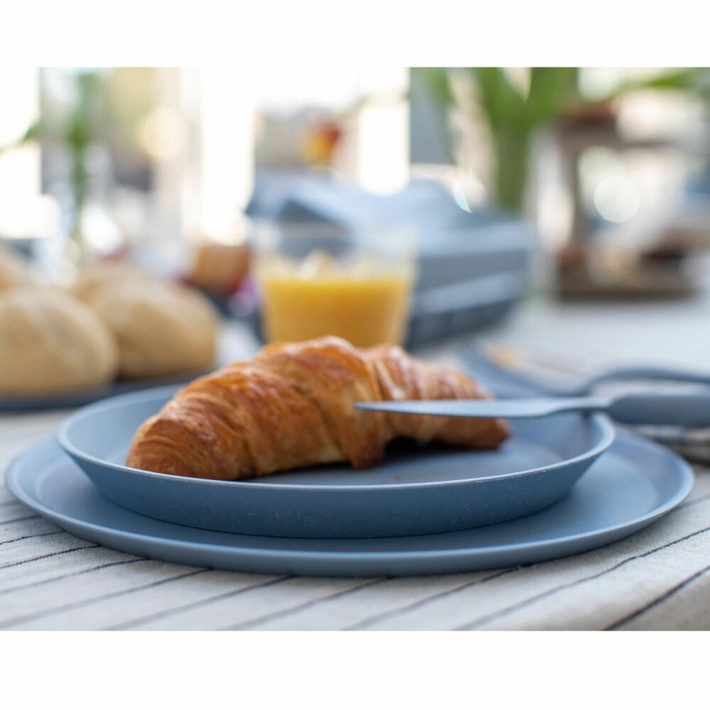 Koziol Großer Teller Connect Plate 4er Set, Biozirkulärer Kunststoff, Nature Flower Blue, 25.5 cm, 7101716