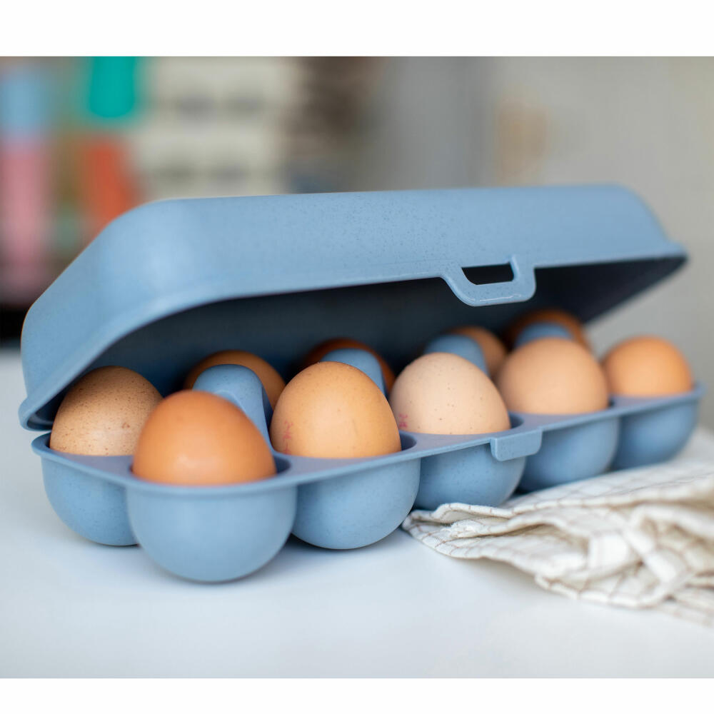 Koziol Eierbox Eggs To Go, für 10 Eier, Biozirkulärer Kunststoff, Nature Flower Blue, 7179716