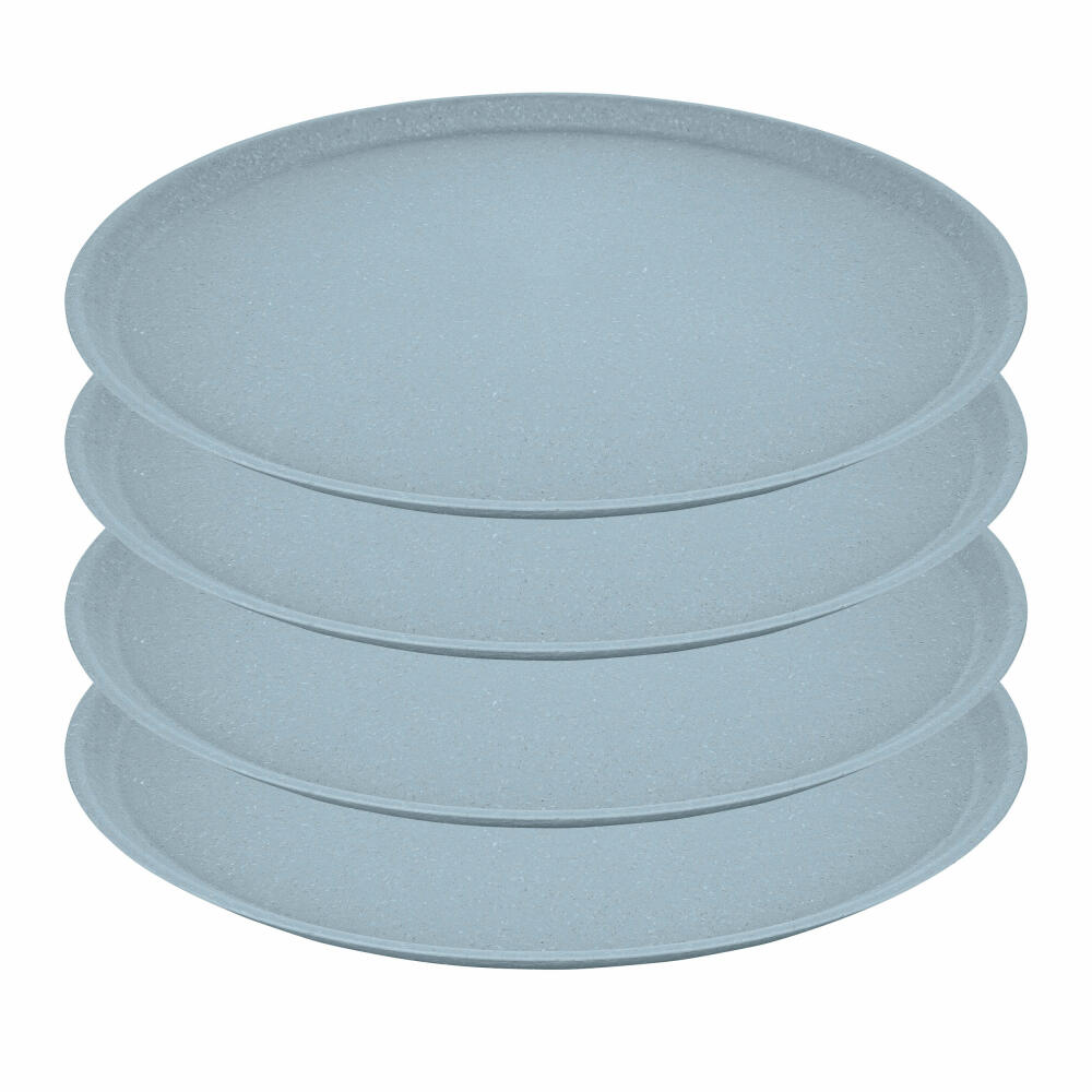 Koziol Großer Teller Connect Plate 4er Set, Biozirkulärer Kunststoff, Nature Flower Blue, 25.5 cm, 7101716