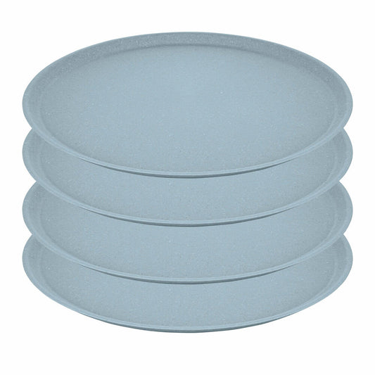 Koziol Großer Teller Connect Plate 4er Set, Biozirkulärer Kunststoff, Nature Flower Blue, 25.5 cm, 7101716