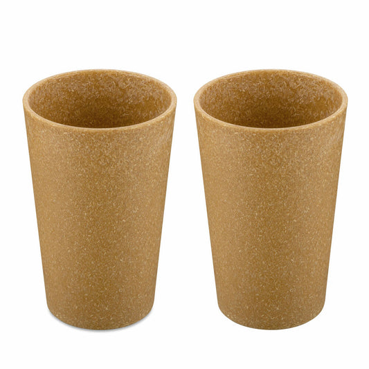 Koziol cup set of 2 Connect Cup L, drinking glasses, plastic-wood mix, Nature Wood, 350 ml, 7022702