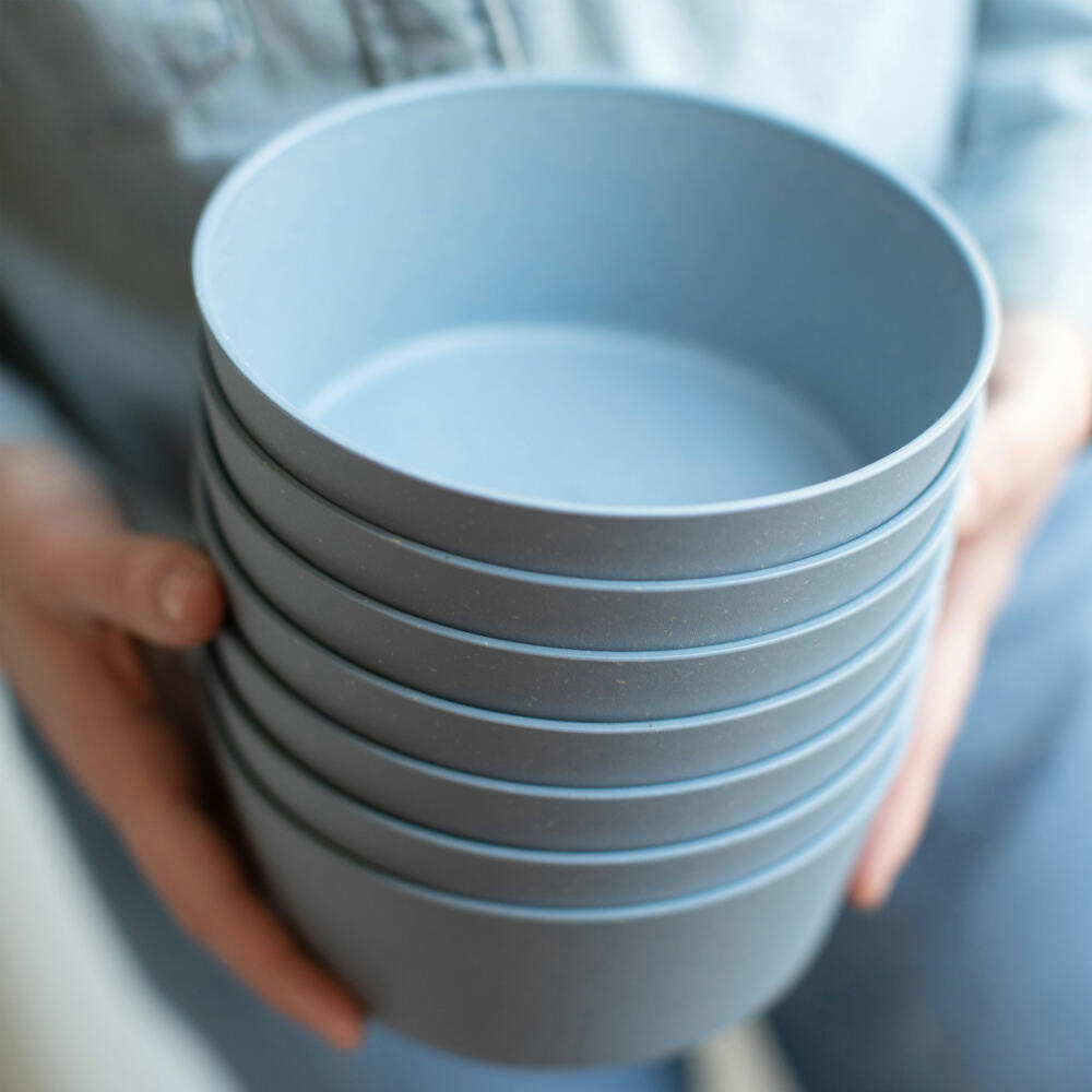 Koziol Schale Connect Bowl 2er Set, Schüssel, Biozirkulärer Kunststoff, Nature Flower Blue, 890 ml, 7171716