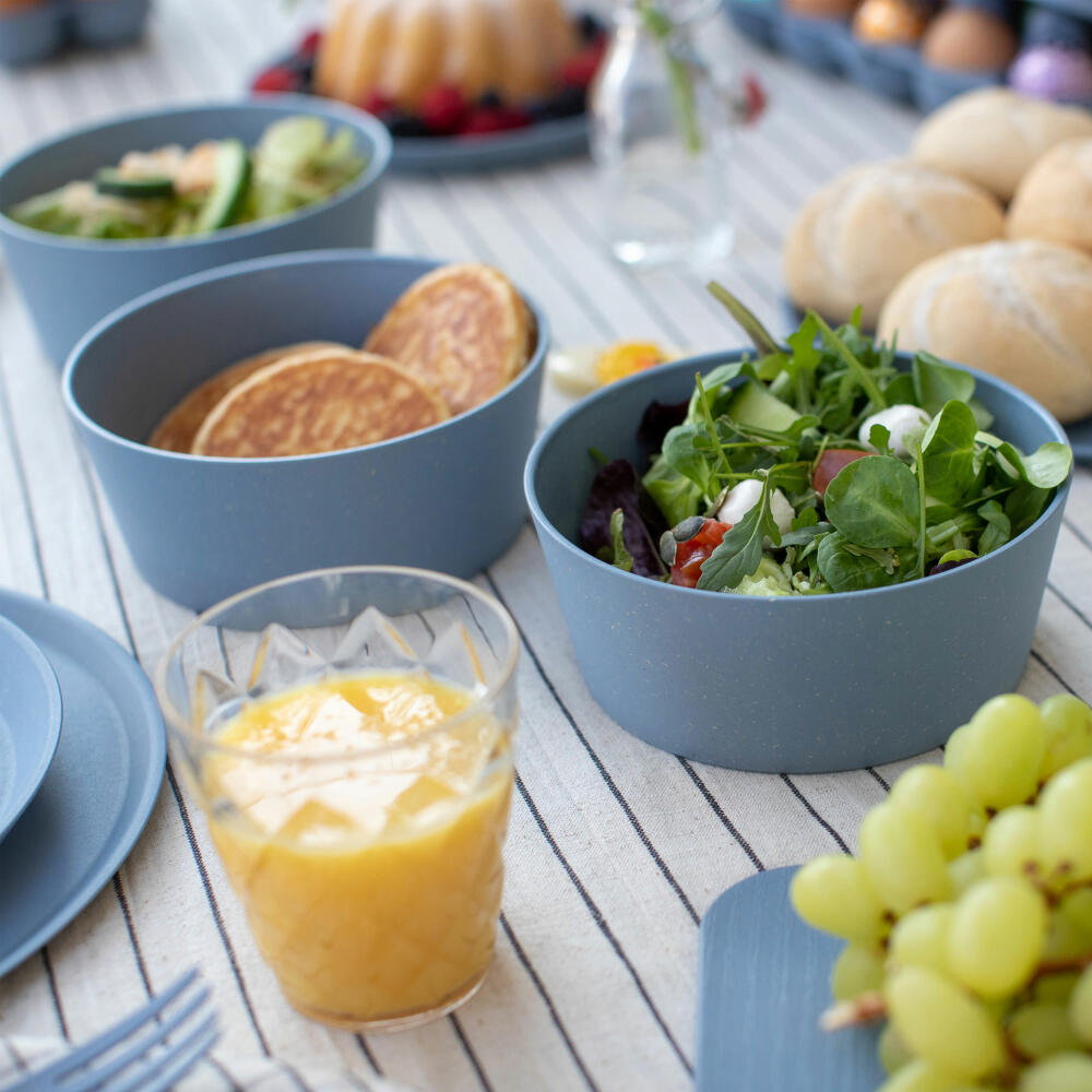 Koziol Schale Connect Bowl 2er Set, Schüssel, Biozirkulärer Kunststoff, Nature Flower Blue, 890 ml, 7171716