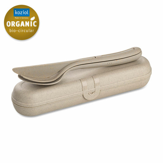 Koziol Besteckset mit Etui Klikk Ready 4-tlg., To-Go-Besteck, Kunststoff, Nature Desert Sand, 7070700