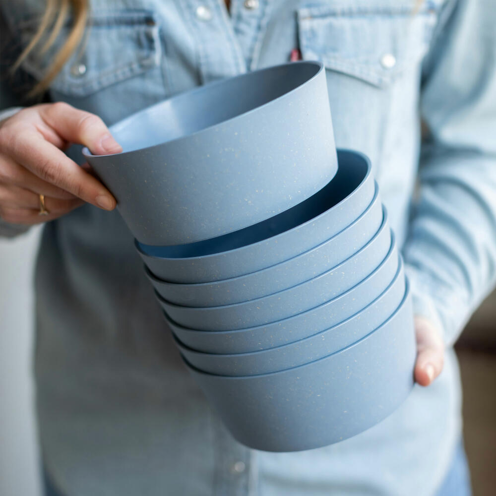 Koziol Schale Connect Bowl 2er Set, Schüssel, Biozirkulärer Kunststoff, Nature Flower Blue, 890 ml, 7171716