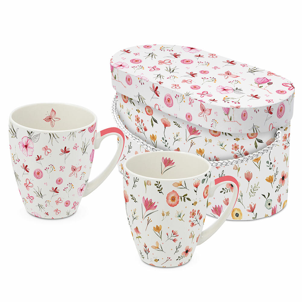 PPD Oh Happy Day Mug Set, 2er Set, in Geschenkbox, Henkelbecher, Kaffeebecher, Becher, Tasse, New Bone China, 350 ml, 160100775