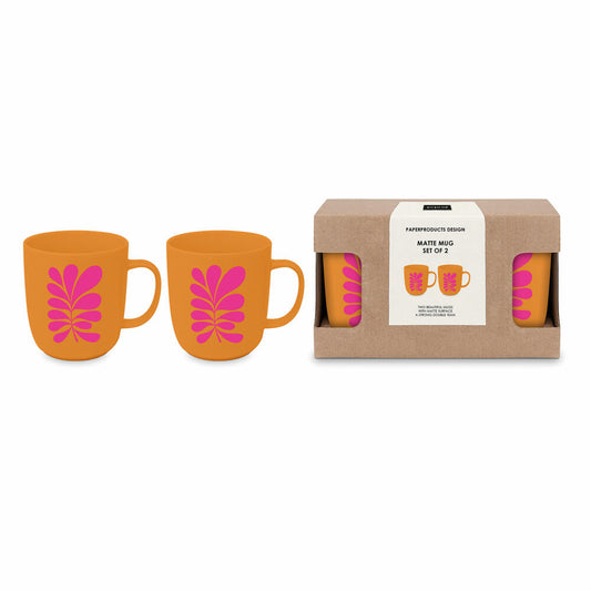 PPD Paula orange Matte Mug Set, set of 2, mug, coffee mug, cup, New Bone China, 400 ml, 162502325