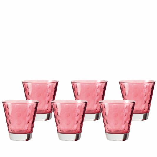 Leonardo Optic Whiskeybecher 6er Set, Whiskey, Whisky Glas, Tumbler, Glas, Rubino, 140 ml, 17989