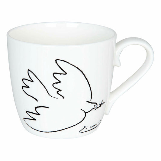 Könitz Picasso La Colombe De La Paix Becher, Kaffeebecher, Kaffeetasse, Kaffee Tasse, Teetasse, Porzellan, Weiß / Schwarz, 425 ml, 11 2 057 0210
