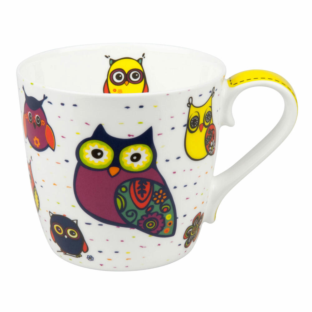 Könitz Colourful Animals Eulen Weiß Becher, Tasse, Kaffeetasse, Bone China, 415 ml, 11 2 057 1400
