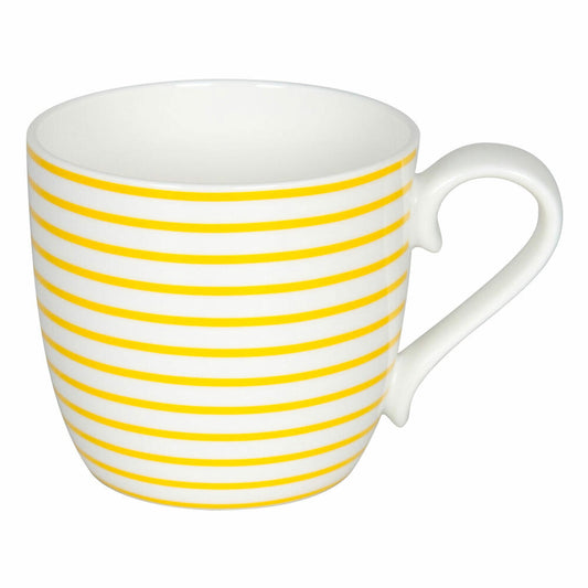 Könitz Lines Sun Becher, Tasse, Kaffeetasse, Bone China, Gelb Gestreift, 400 ml, 11 2 057 2335