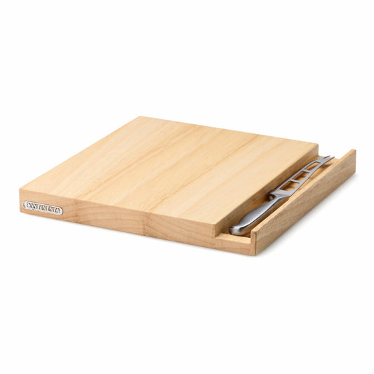 Continenta cheese board with knife, cutting board, cheese knife, rubberwood / stainless steel, 25 x 25 cm, 3221