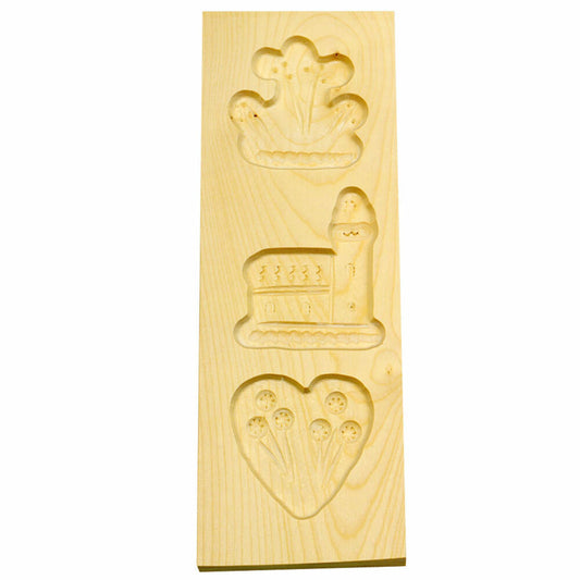 Städter Spekulatius-Model 3 motifs, wooden embossing form, cookie form, speculatius form, wood, 9 x 25 cm, 842045