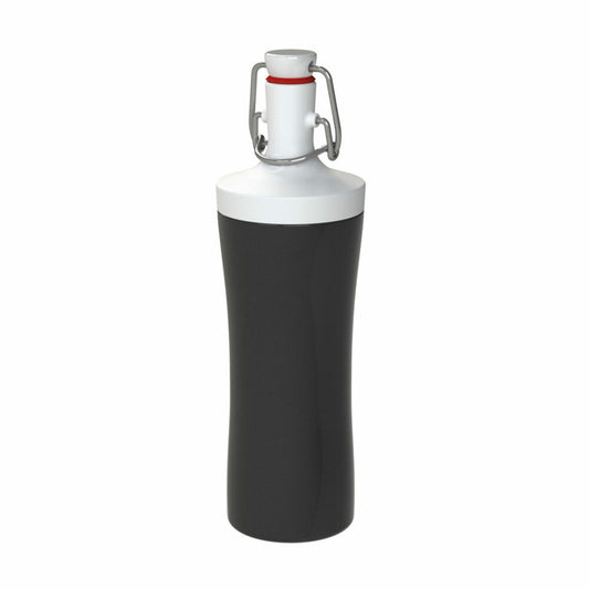 Koziol Plopp To Go Trinkflasche, Trink Flasche, Outdoorflasche, Getränkflasche, Wasserflasche, Kunststoff, Cosmos Black / Cotton White, 25.3 cm, 3796499