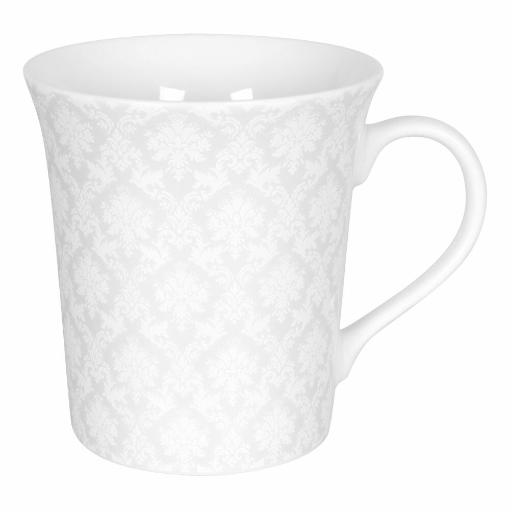 Könitz White Silence Damask Becher, Tasse, Kaffeebecher, Teetasse, Porzellan, 310 ml, 11 1 100 2390