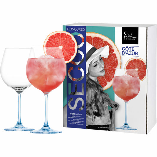 Eisch Côte d`Azur Secco Flavoured, set of 2, cocktail glasses, cocktail glass, crystal glass, blue, 630 ml, 15509013