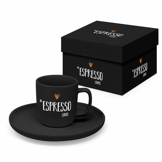 PPD Espresso Lover black Matte, mit Untertasse, Espressotasse, Tasse, Kaffeetasse, 75 ml, 604614