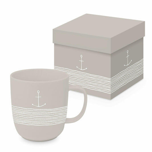 PPD Pure Anchor taupe Matte Mug, in Geschenkbox, Henkelbecher, Kaffeebecher, Becher, Tasse, New Bone China, 400 ml, 604621