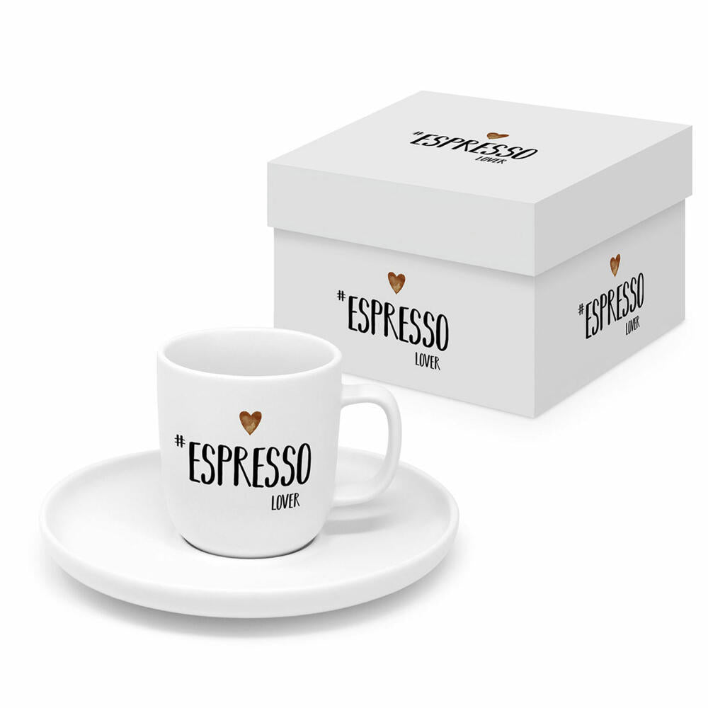PPD Espresso Lover White Matte, mit Untertasse, Espressotasse, Tasse, Kaffeetasse, 75 ml, 604615