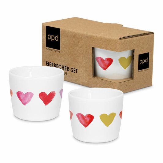 PPD Aquarell Hearts Egg Cup Set, 2-tlg., Eierbecher, Eierhalter, New Bone China, 604809