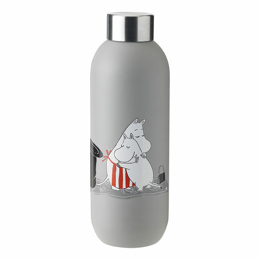 Stelton Trinkflasche Keep Cool Moomin, Wasserflasche, Edelstahl pulverbeschichtet, Light Grey, 750 ml, 1372-4