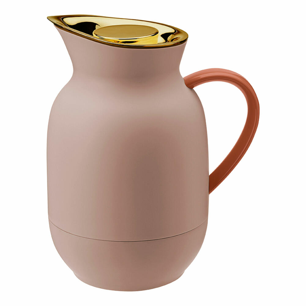 Stelton Isolierkanne Amphora für Kaffee, Kaffeekanne mit Glaseinsatz, Thermokanne, Kunststoff, Soft Peach, 1 Liter, 221-2