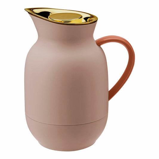 Stelton Isolierkanne Amphora für Kaffee, Kaffeekanne mit Glaseinsatz, Thermokanne, Kunststoff, Soft Peach, 1 Liter, 221-2