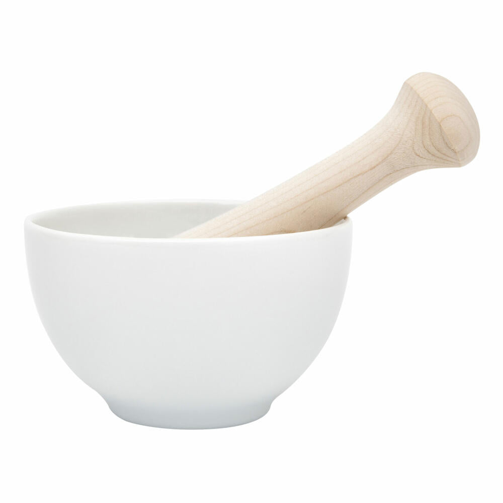 Kai Select Utensilien Mörser mit Holzstößel, Stößel, Gewürzmörser, Mörsel, Porzellan, Ø 10.2 cm, DH-3020