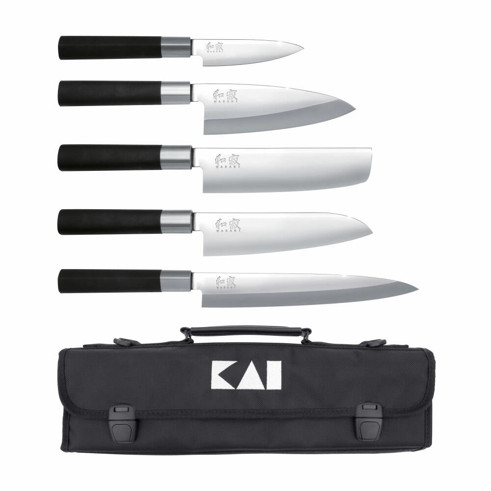 Kai Wasabi Black Messertasche mit 5 Messer, Messeraufbewahrung, Messeretui, DM-0781JP67