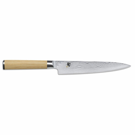 Kai Allzweckmesser Shun Classic White, Küchenmesser, Pakkaholzgriff, Damaszenerstahl, Klingenlänge 15 cm, DM-0701W