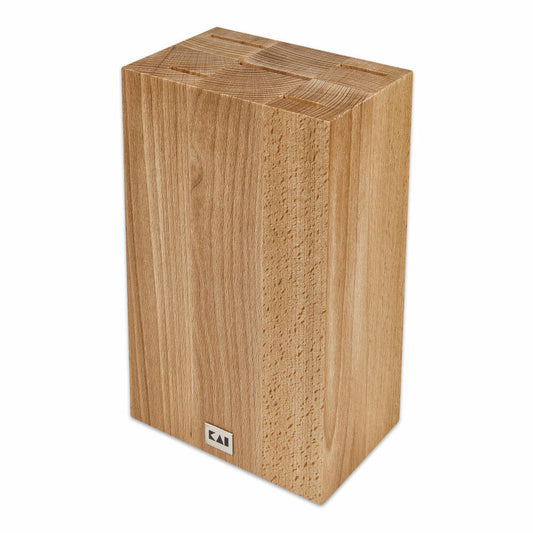 Kai Messerblock Cube Buche, unbestückter Block für 5 Messer, Buchenholz, 15.5 x 10 x 25 cm, DM-0819