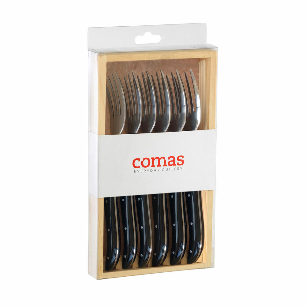 Comas Tafelgabel ACR Black 6er Set, Steakgabel, Fleischgabel, Edelstahl, Acryl, Schwarz, 21 cm, 6335