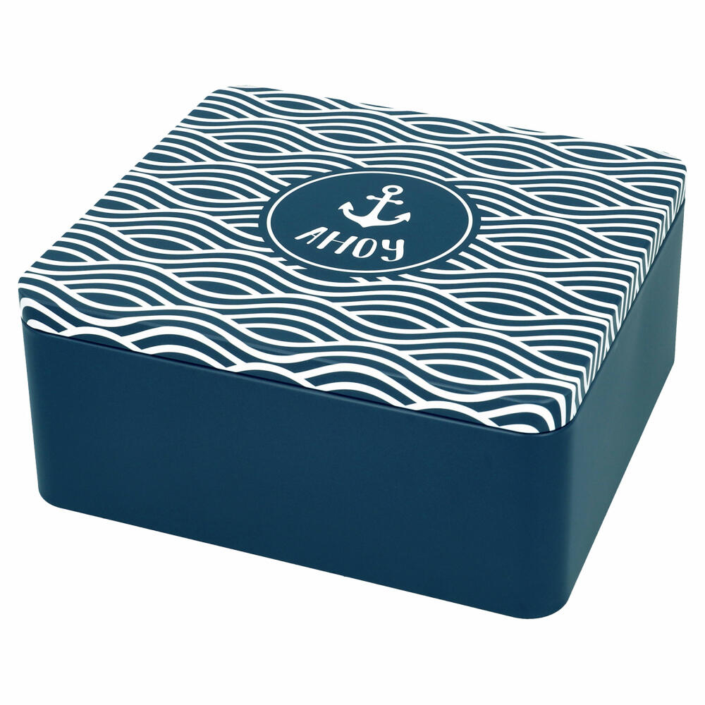 Birkmann Colour Kitchen Gift Box Ahoy, Biscuit Tin, Cookie Tin, Tinplate, Blue, 21 x 19 cm, 439887