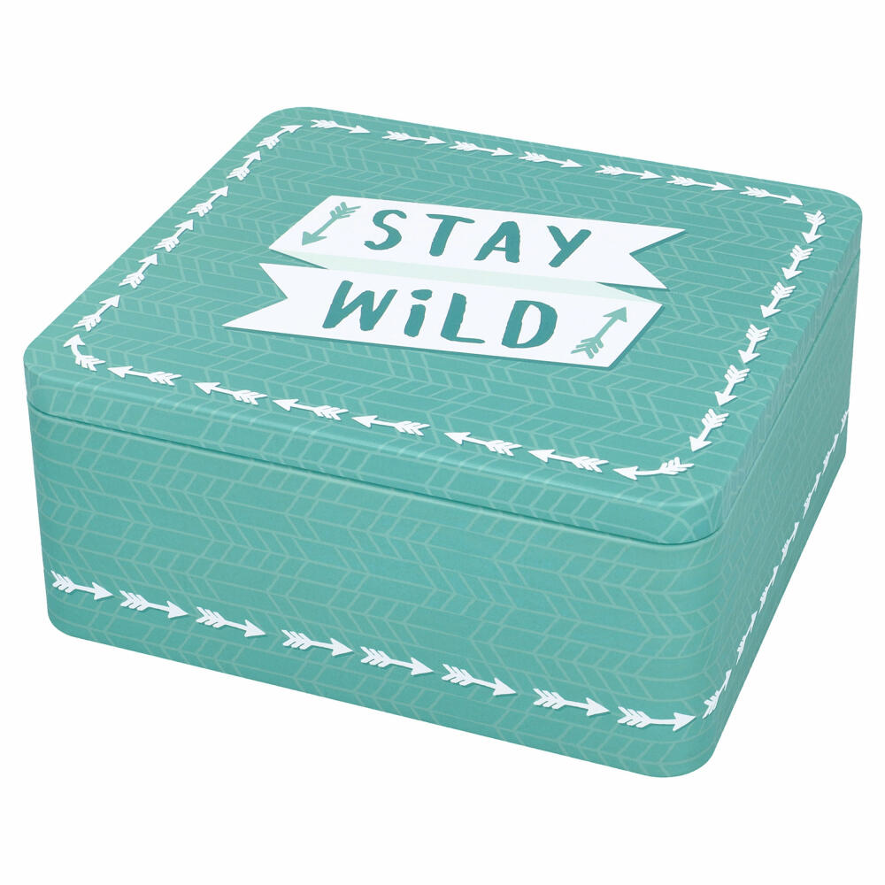 Birkmann Colour Kitchen gift box Stay wild, biscuit tin, cookie tin, tinplate, turquoise, 21 x 19 cm, 439894