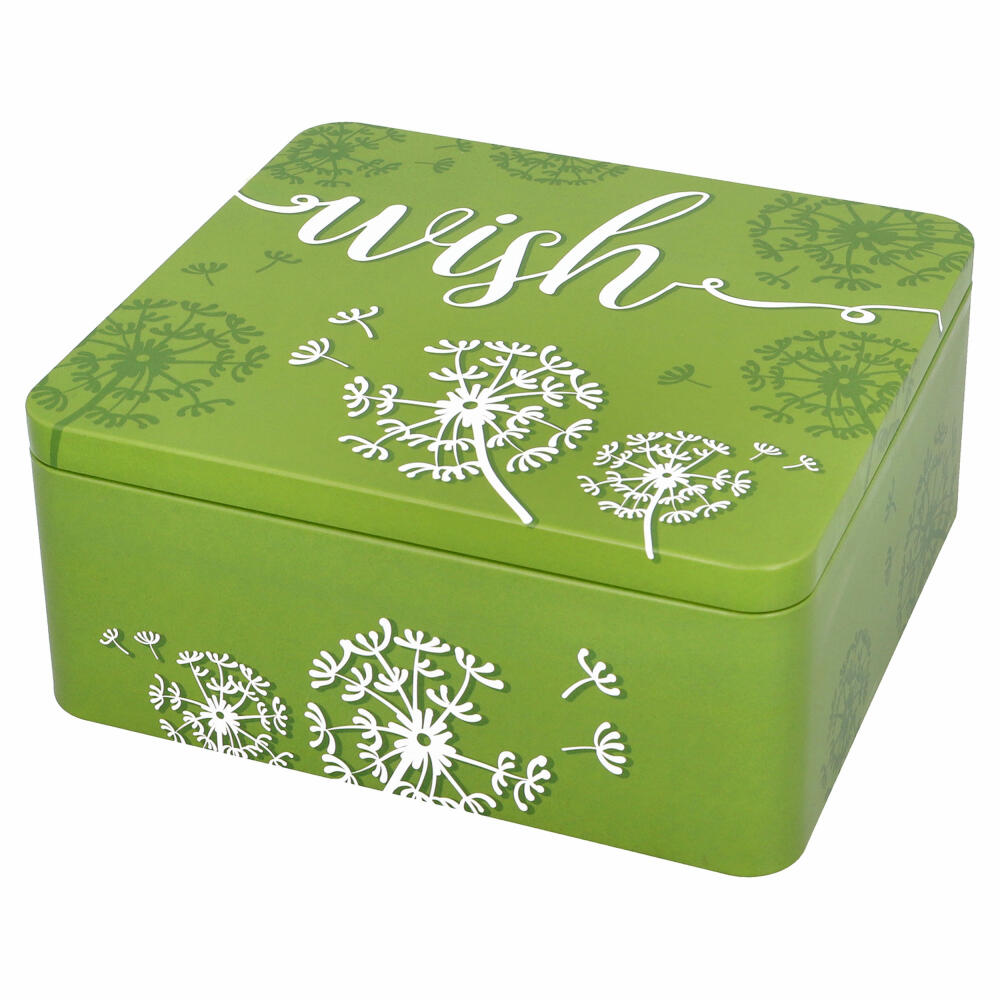 Birkmann Colour Kitchen Gift Box Wish, Biscuit Tin, Cookie Tin, Tinplate, Green, 21 x 19 cm, 439917